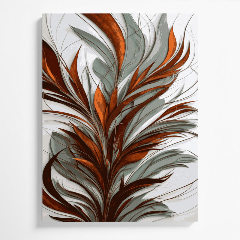 «Abstract Florals 33», art mural sur toile grise, H 14 po x l 11 po