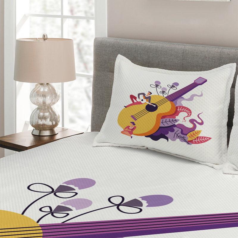 Music Polyester Coverlet, King Bedspread + 2 Shams
