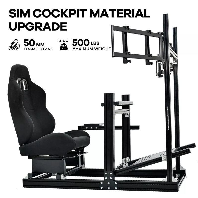 Anman F1 Racing Simulator Cockpit With Seat & Triple Monitor Stand Fit G920