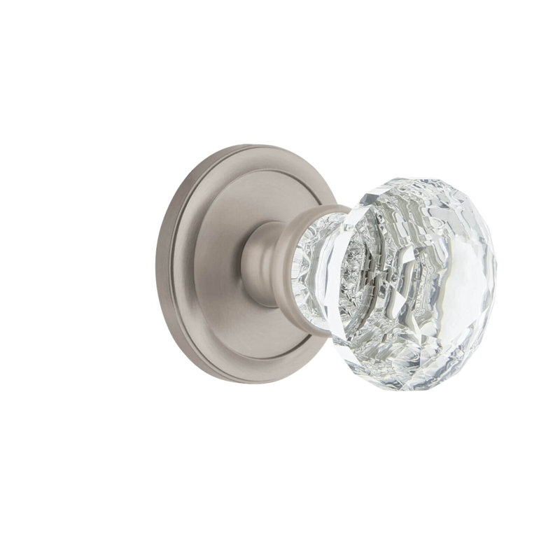 Rosette Grandeur avec poignée en cristal brillant, Nickel satiné, 2.375"