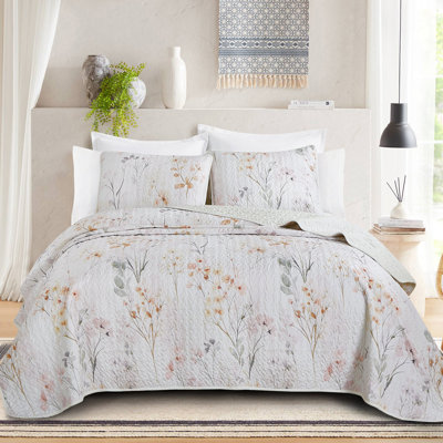 Ensemble de courtepointe à motif floral Apricot Meadow
