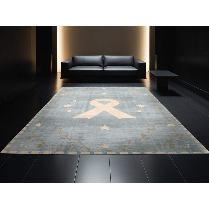 Soft Plush Escarcega July 4Th Modern & Contemporary Abstract Area Rug in Blue – SkyBlue Binding, 5x7