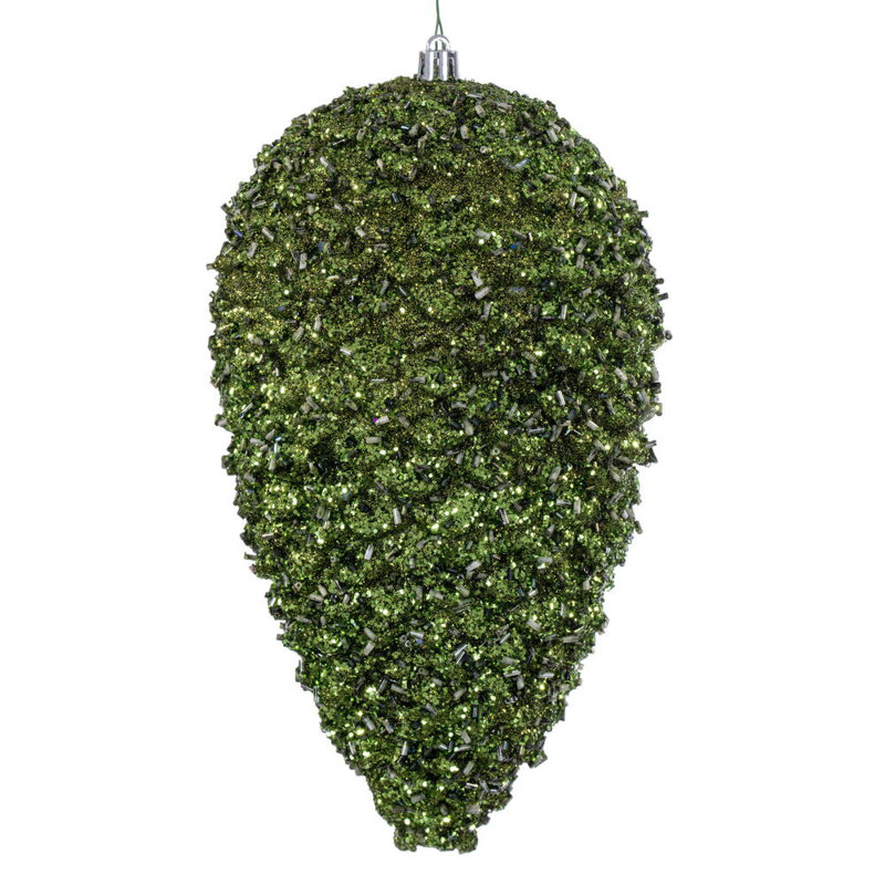 The Holiday Aisle® 10" Glitter Pinecone., Olive
