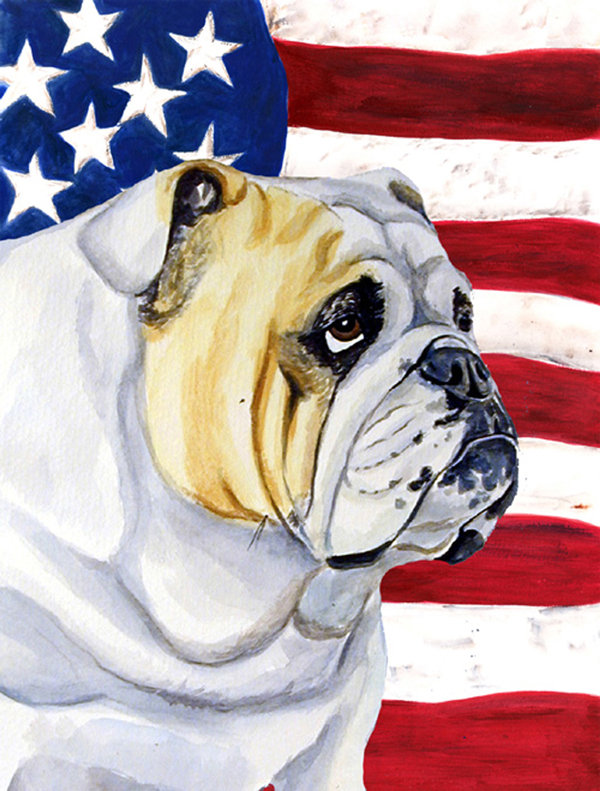 2 côtés en polyester de 2 côtés american drapeau de jardin, Bulldog 2