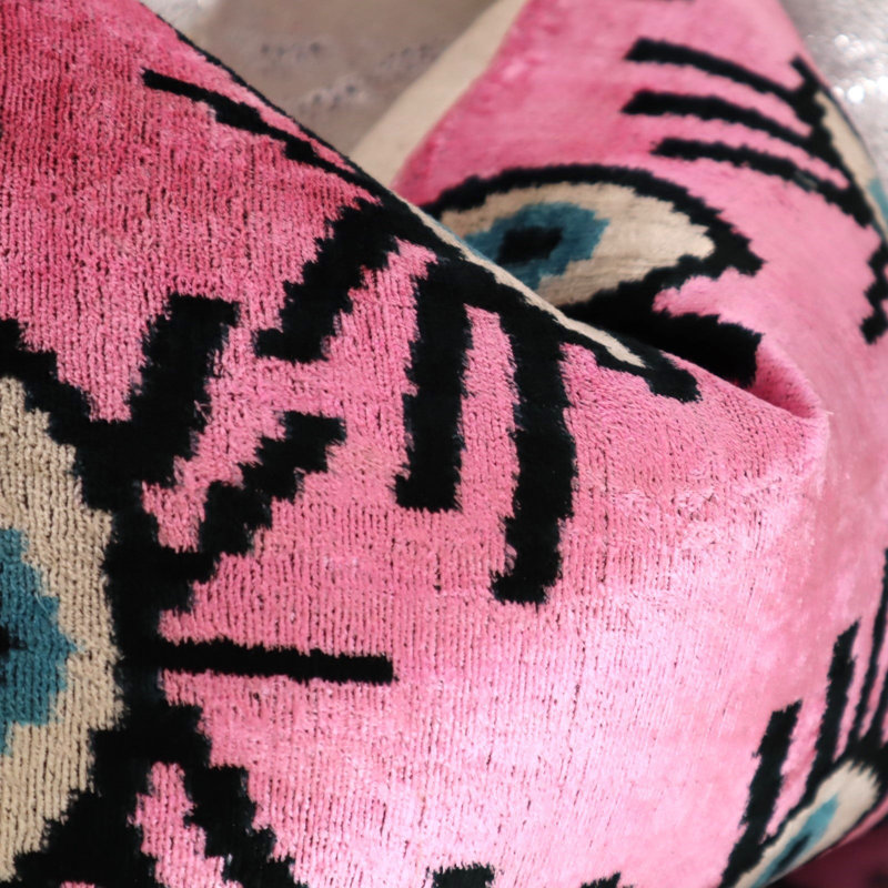  Geometric Throw Pillow, 16" x 24", Rectangular, Pink