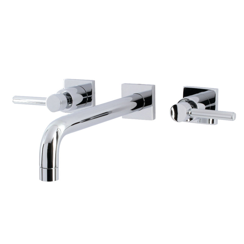 Kingston Brass Manhattan Two-Handle 3-Hole Wall Mount Roman Tub Faucet, Polished Chrome, Lever