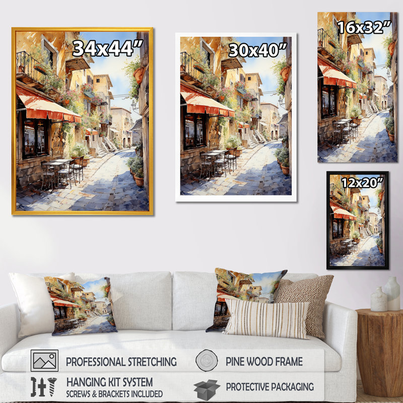"Italian Village Essence 2", Cadre flottant doré, H 60 po x l 28 po x P 1,5 po