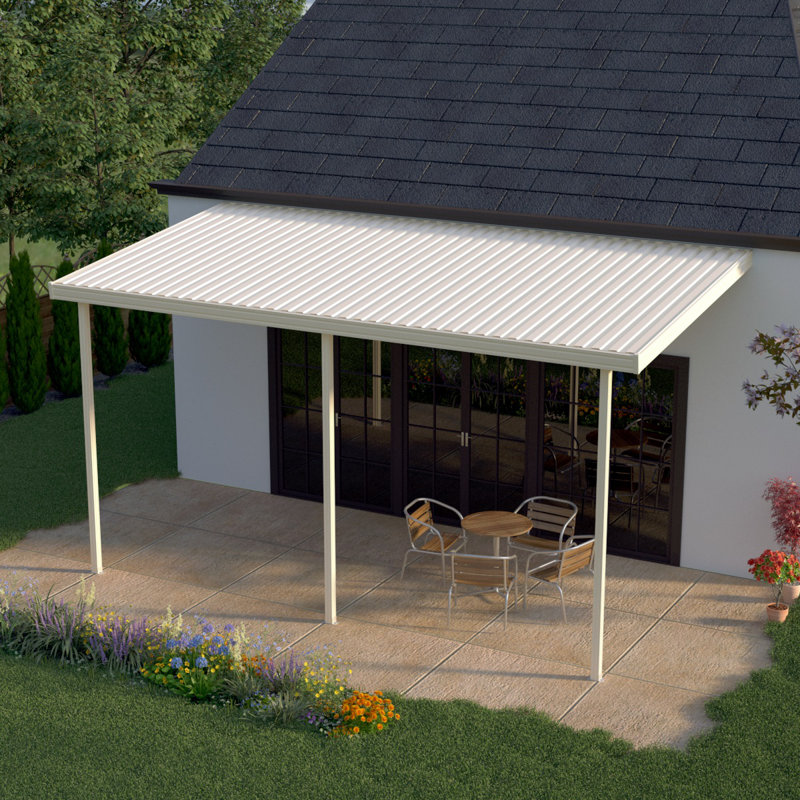 Auvent de patio incliné, l 145 po x P 120 po, Brun clair