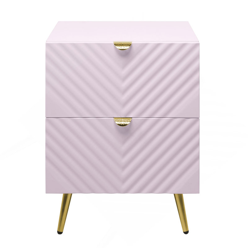 Table de chevet 2 tiroirs rose ultrabrillant, Rose