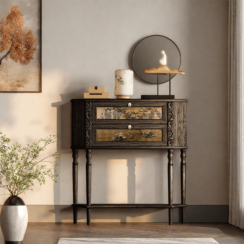 Armoire de rangement à deux tiroirs en pin massif