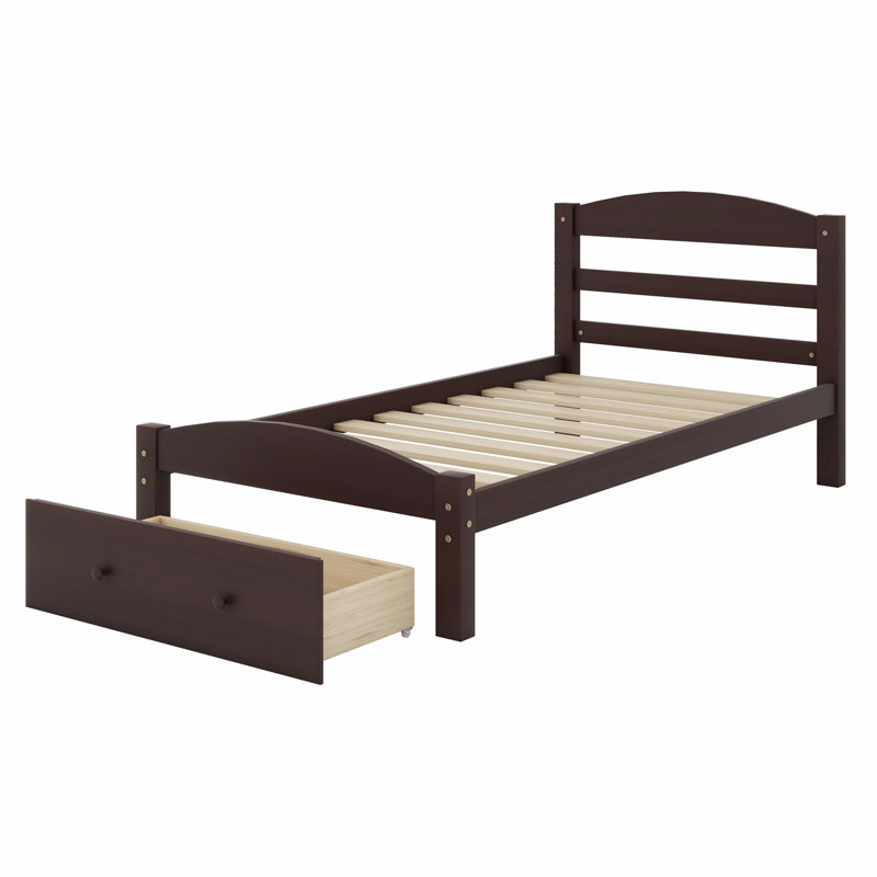 Gloriana Twin Low Profile Storage Platform Bed, Espresso