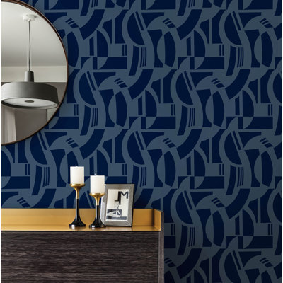 Carter Geometric Flock Wallpaper