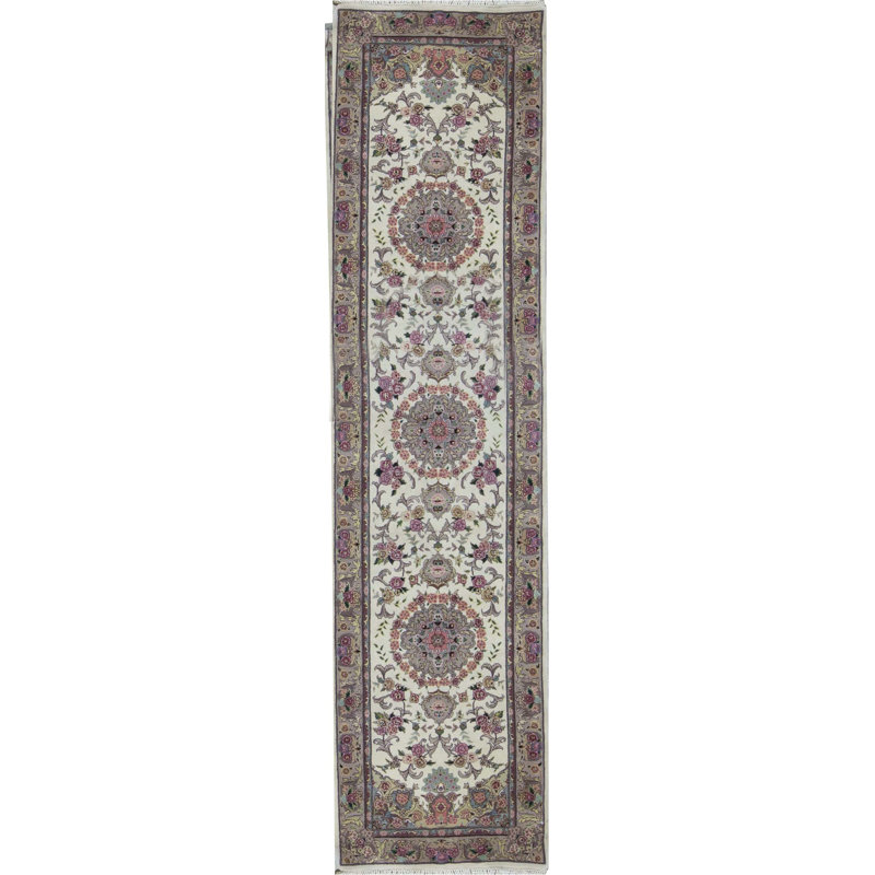 Tapis ivoire et beige noué à la main de haute qualité
