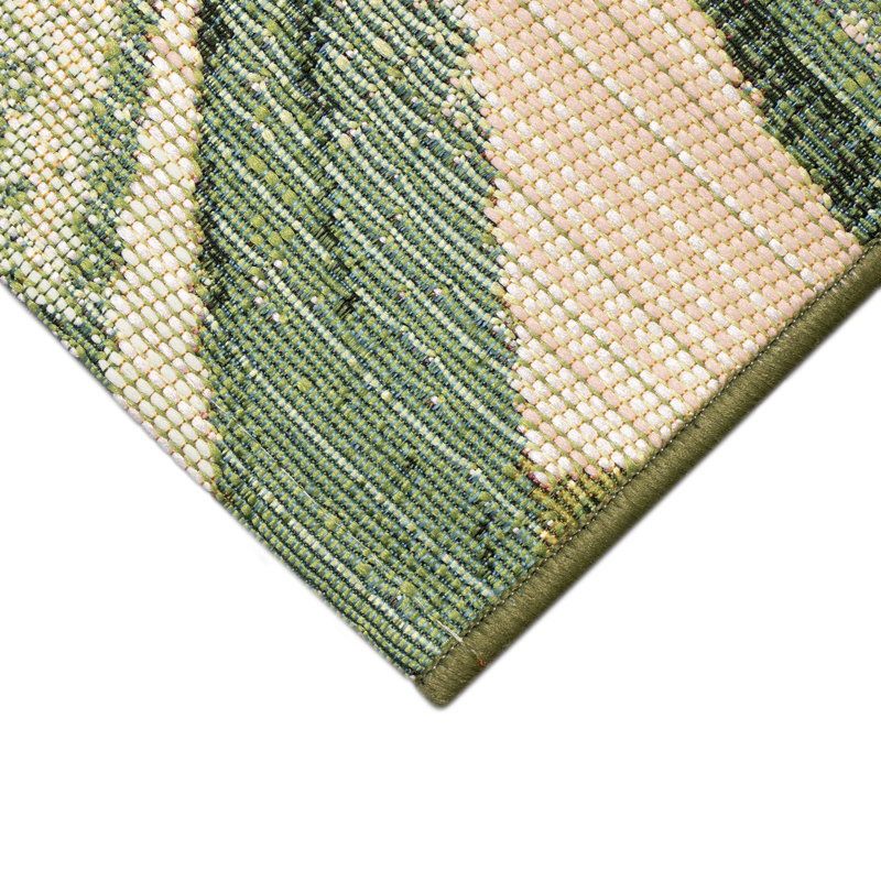 Tapis d'intérieur / extérieur crème / beige / vert floral Kenilworth, Rectangle 6 pi 6 po x 9 pi 3 po