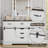 GarveeHome Farmhouse Dresser Chest, 52" Wide Rustic Dresser Organizer with 6 Drawers, 2 Sliding Barn Doors and Lighted Mirror for Bedroom Living Room Dining Room, Dark Brown + Antique White
