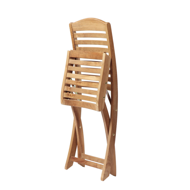 Manhattan Teak Armless Folding Chair with Curved Backrest