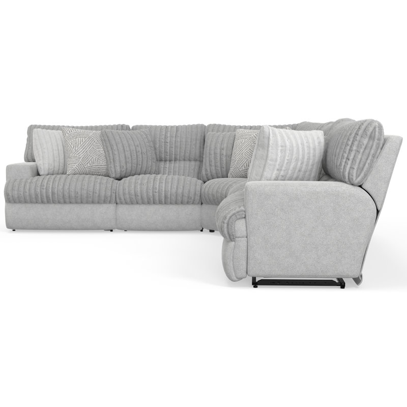 Canapé modulaire inclinable 6 pièces avec 2 sièges inclinables et console de rangement Ziera, Électrique