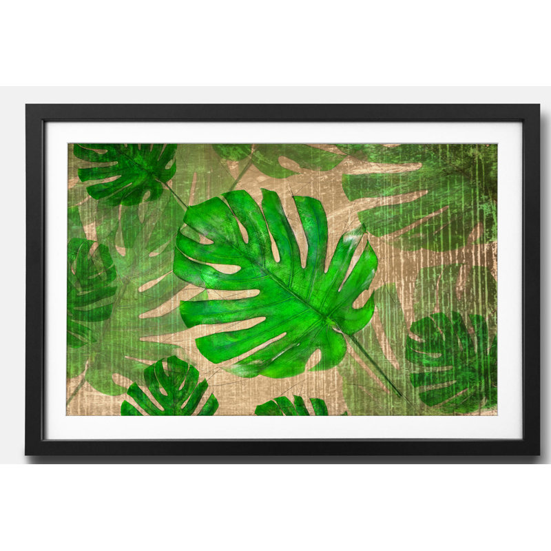 Streetart Monstera - Single Picture Frame Print, 44cm H x 64cm W x 2.2cm D
