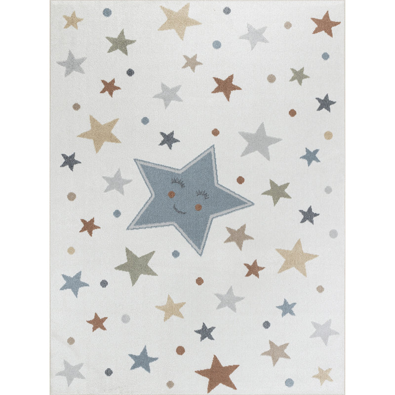 Reagyn Kids Machine Washable Multicolour Blue Bedroom Area Rug, Rectangle 160 x 213cm