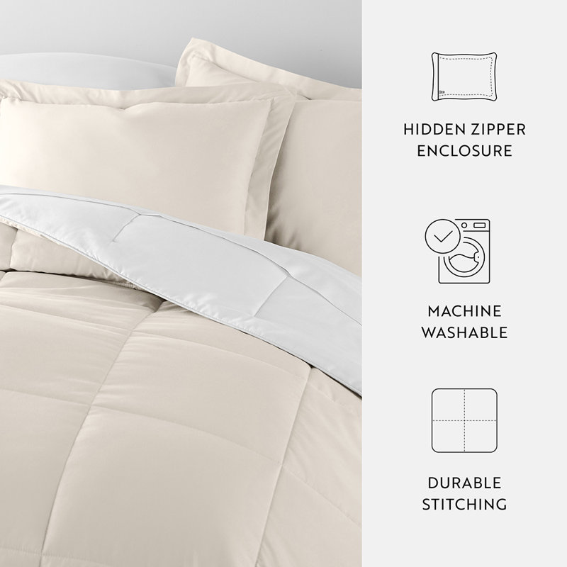 King White Down Alternative Reversible Microfiber Comforter Set