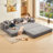 107'' Cloud Sofas, L-Shaped, 7-In-1 Corduroy Modular Sectional Sofa,Upholstered , No Assembly , Diy ,Folding Convertible Out Sofa Bed,Side Pocket,4-Seat