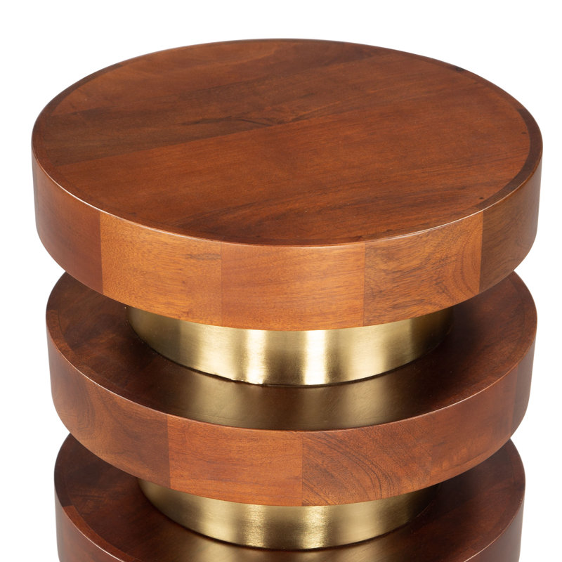 Table de bout à piédestal en bois massif de 20,1 po de hauteur 