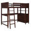 Lit mezzanine avec tiroirs et bureau intégré, lit mezzanine en bois avec tablettes pour un rangement peu encombrant-184634840
