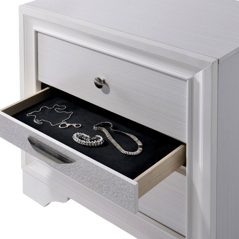 Table de chevet 3 tiroirs Stjean, Blanc