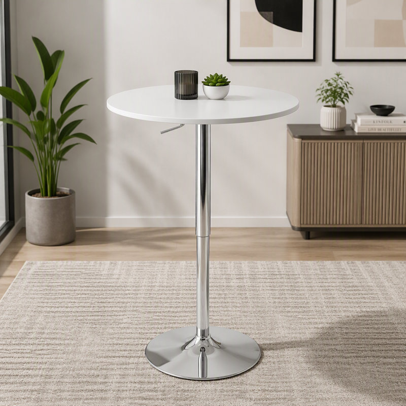 Table de bar contemporaine réglable en blanc