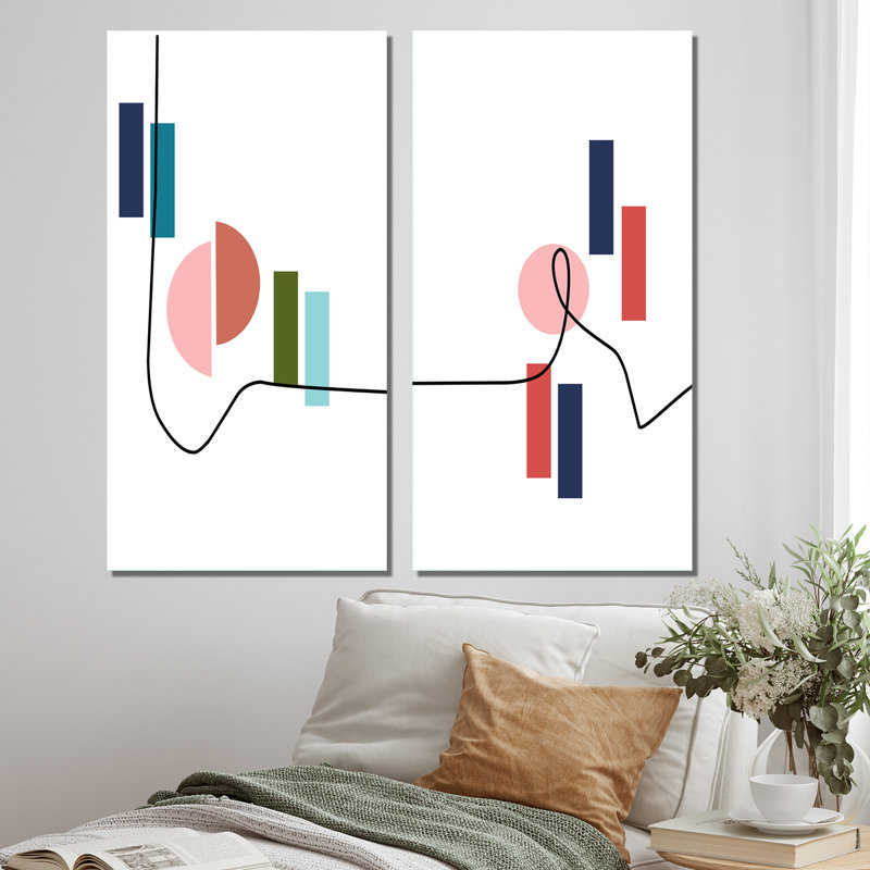 «Geometrics Abstract Design scandinave», ensemble de 2 reproductions, Toile tendue, H 20 po x l 24 po x P 1 po
