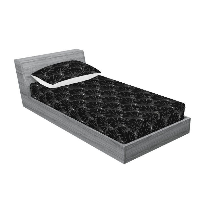 Drap-housse et taie décorative Ambesonne, Ensemble de draps pour lit simple avec 1 taie d'or