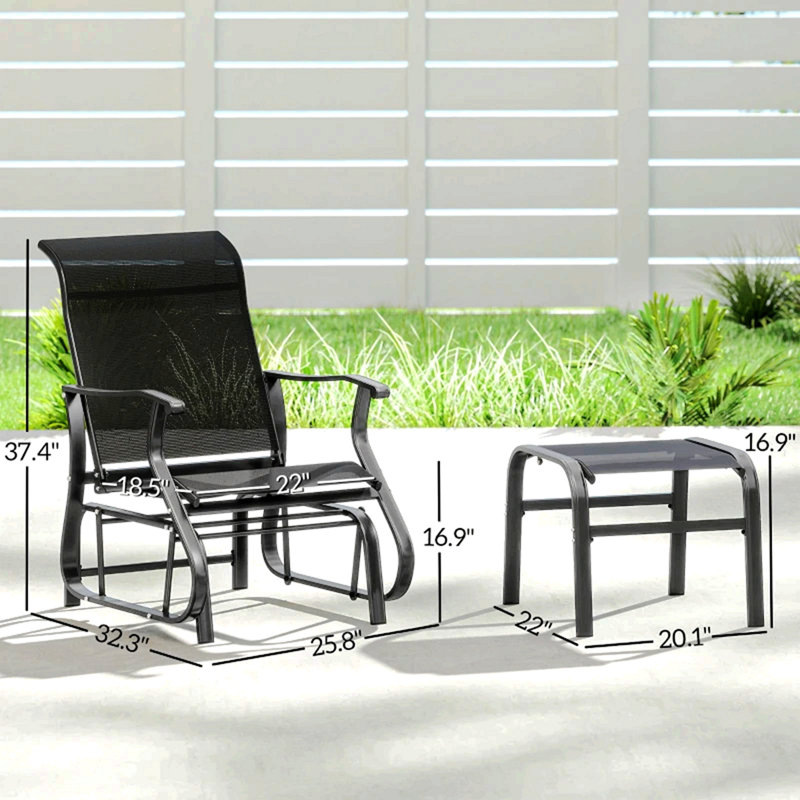 Fauteuil oscillant d'extérieur confortable à haut dossier, Black/Tan