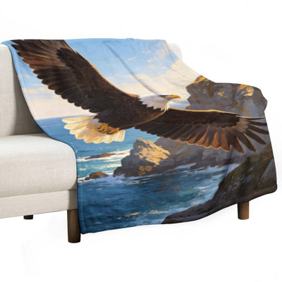 Majestic Bald Eagle Luxury Flannel Throw Blanket, Soft Warm Fuzzy Blanket for Living Room Sofa Bed Home Decor