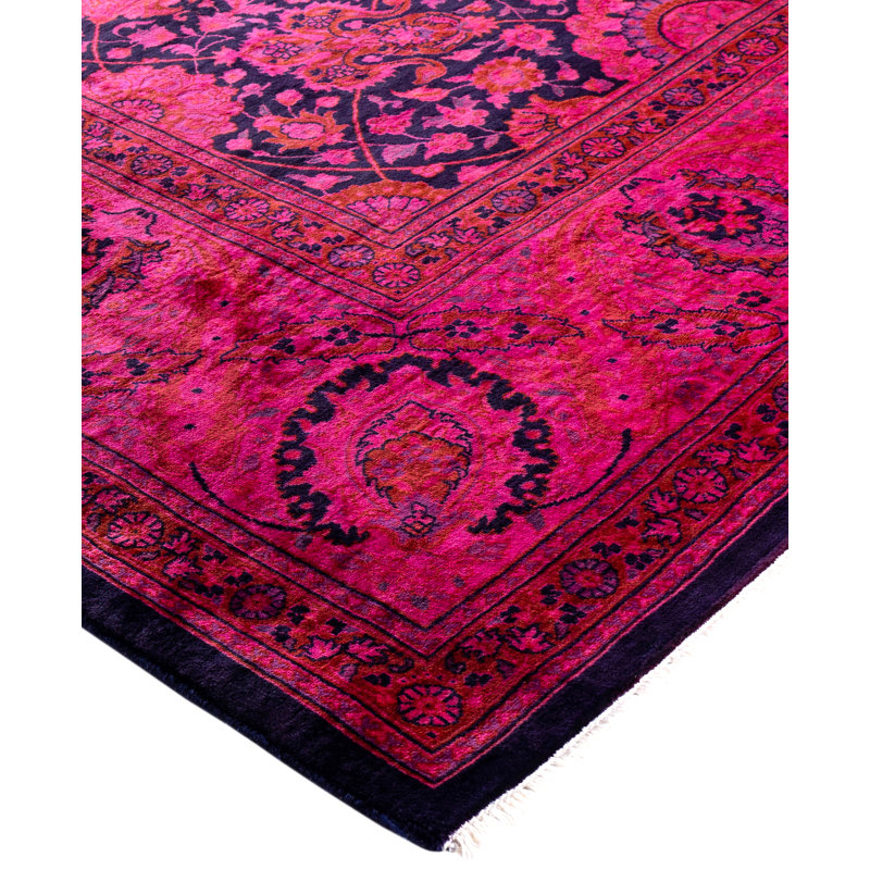 Overdyed Hand-Knotted Wool Modern-Contemporary Pink Area Rug 8' 1" x 10' 7"