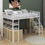 Lit mezzanine double en métal avec garde-robe de rangement-2002319326