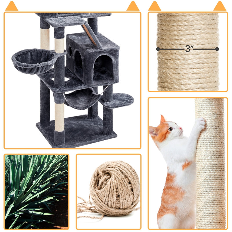 71.5 Inch Multi-Level Large Cat Tree with 2 Cozy Perches, Dark Grey