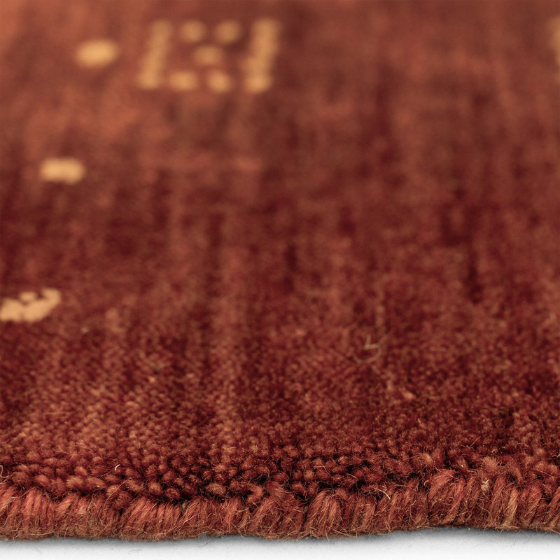 Gava Hand Loomed Wool Oriental Area Rug in Terra Cotta, Rectangle 5' x 8'