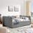 Helin Preppy Style Linen Upholstered Daybed with Trundle, USB Port & Wave-Shaped Back-1648616634-1648616581