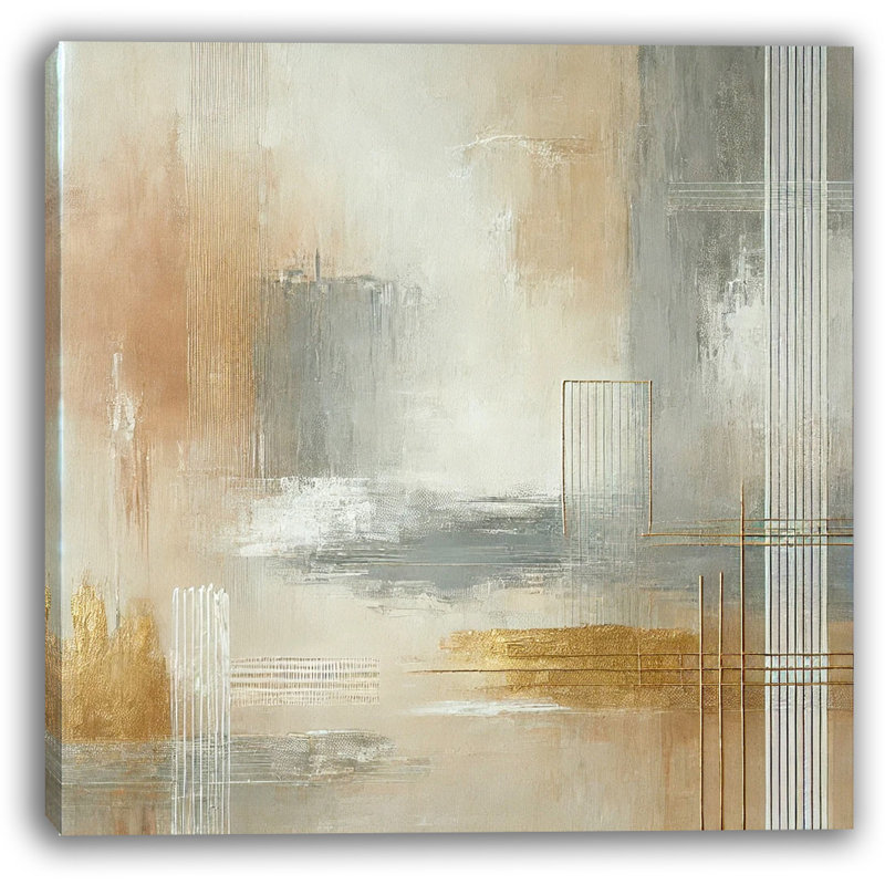 Golden Serenity: art abstrait moderne sur toile, H 30 po x l 30 po x P 1,5 po