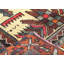 Tapis de couloir unique en laine noué à la main de style années 1960 de 2 pi 8 po x 14 pi 8 po en rouge foncé / jaune / gris