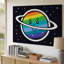 Toile, création d'une illustration fantaisiste d'une planète colorée-495708604
