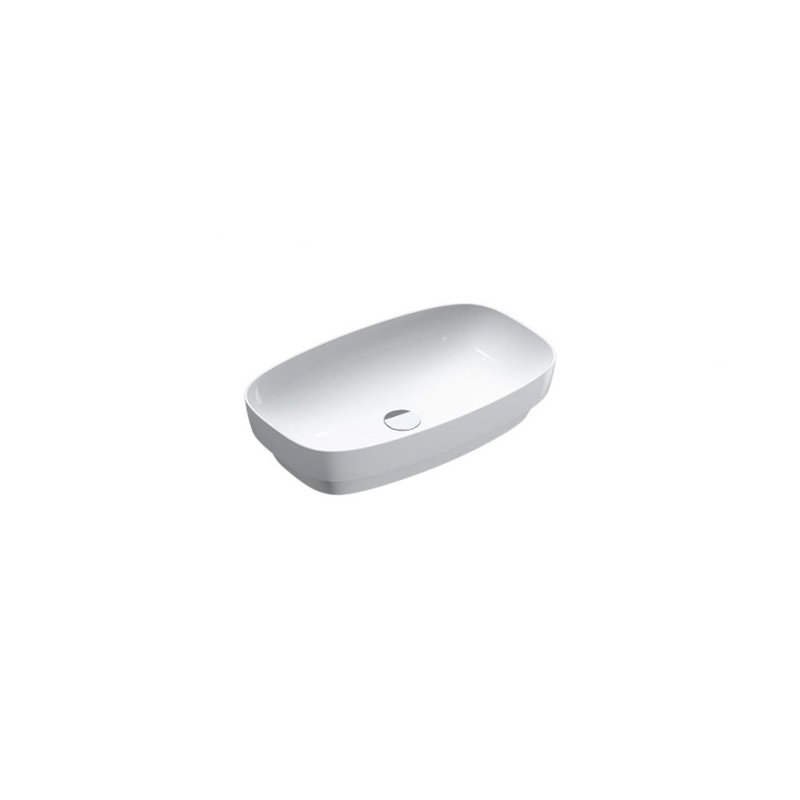 Catalano Green Gloss White Fireclay Oval Bathroom Sink, 5.51" H x 25.59" W x 15.75" D