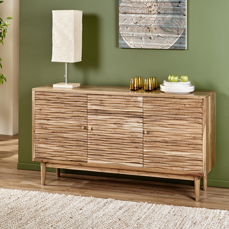 Buffet fabriqué à la main à 3 portes - Bois naturel pour une construction de style tactile unique