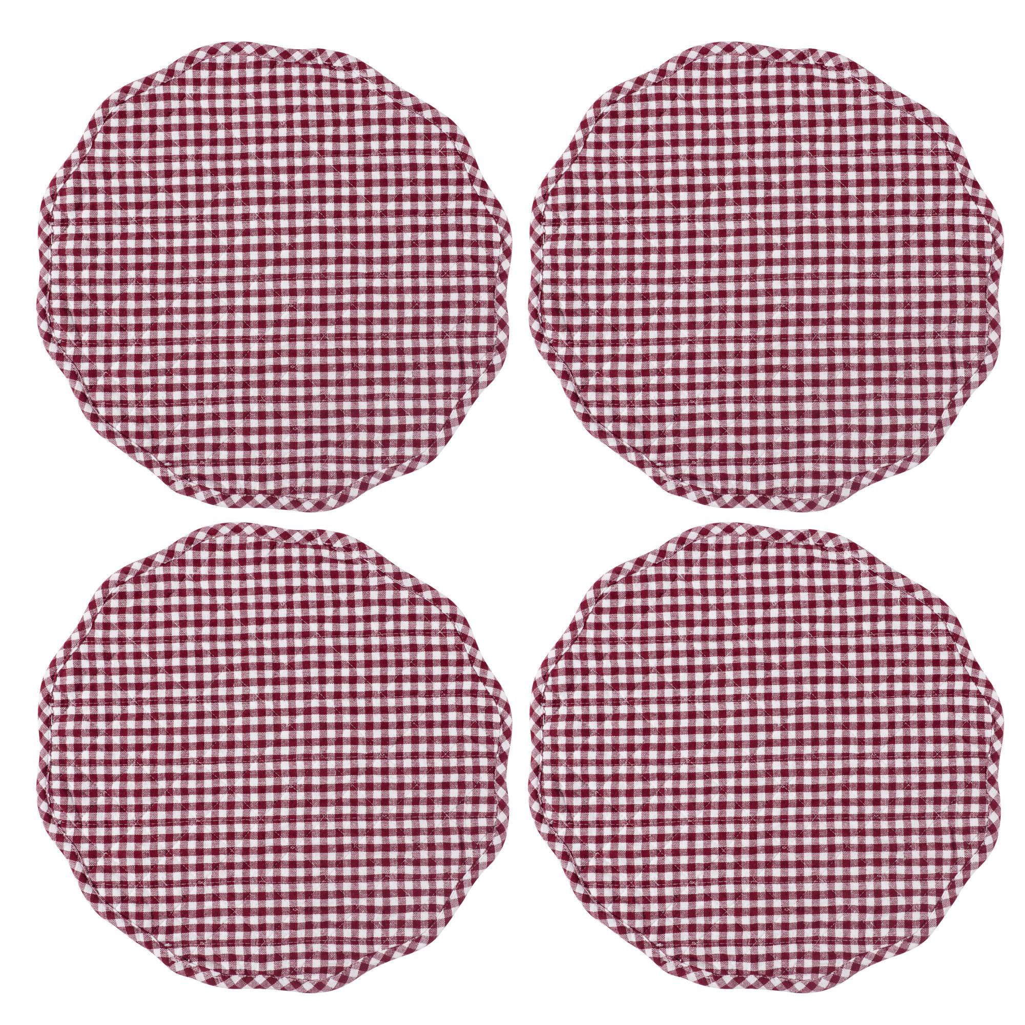 Set of 4 Farmhouse Quilt Placemats, Brick
