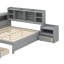 Structure de lit double multifonctionnelle contemporaine avec ports de charge USB et bureau d'étude intégré-882902098