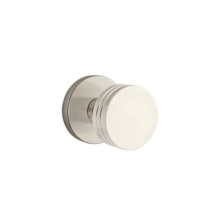 Ensemble de boutons d'intimité Emtek avec rosette à disque et bouton Bern, Nickel satiné