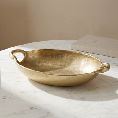 Atelier 15.5" Long Gold Decorative Bowl With Handle
