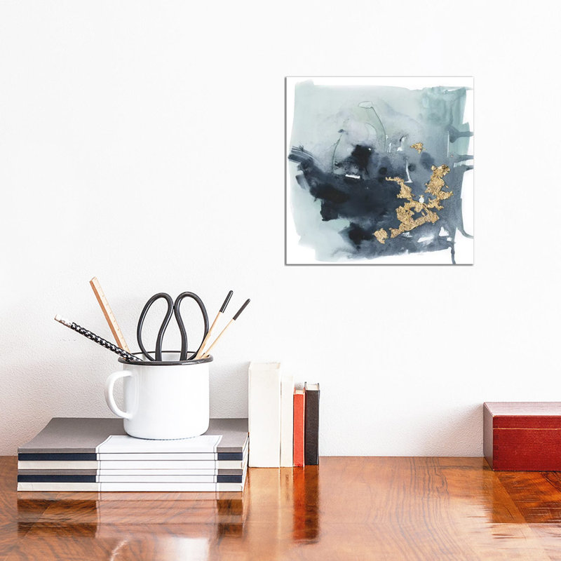 Cerulean & Gold I - Wall Art Print - Wrapped Canvas, Wrapped Canvas, Does Not Apply, 12" H x 12" W
