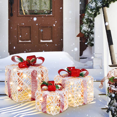 3 Piece Gift Boxes Christmas Decoration Lighted display Set