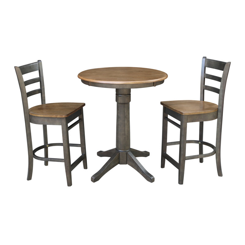 Distressed Hickory and Stone Solid Wood Counter Height Dining Set